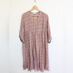 BIBA Floral Pink Flowy Boho Bolly Dress Kurta Women's Size 34